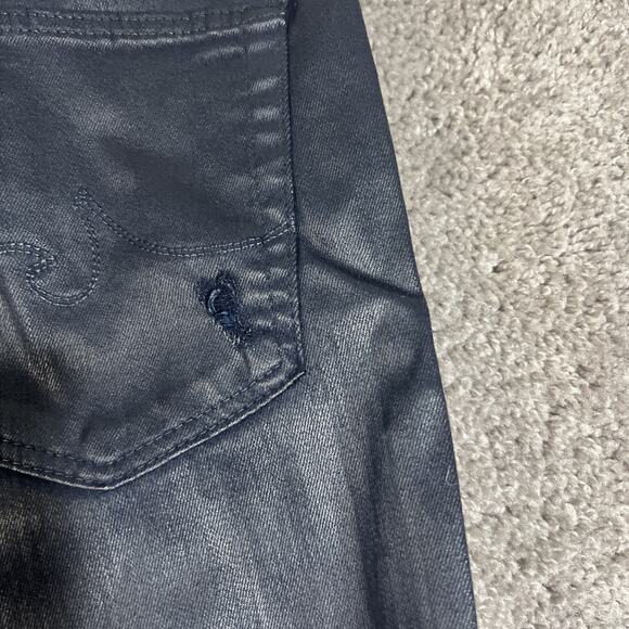 AG Adriano Goldschmied Womens 27 Black The Farrah Skinny Jeans Distressed Sateen - Picture 8 of 16